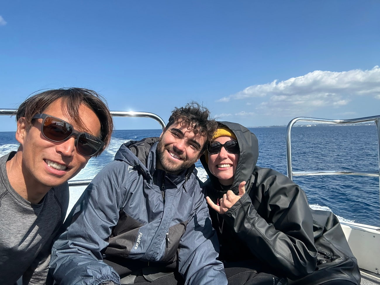 a photo with guests on the boat