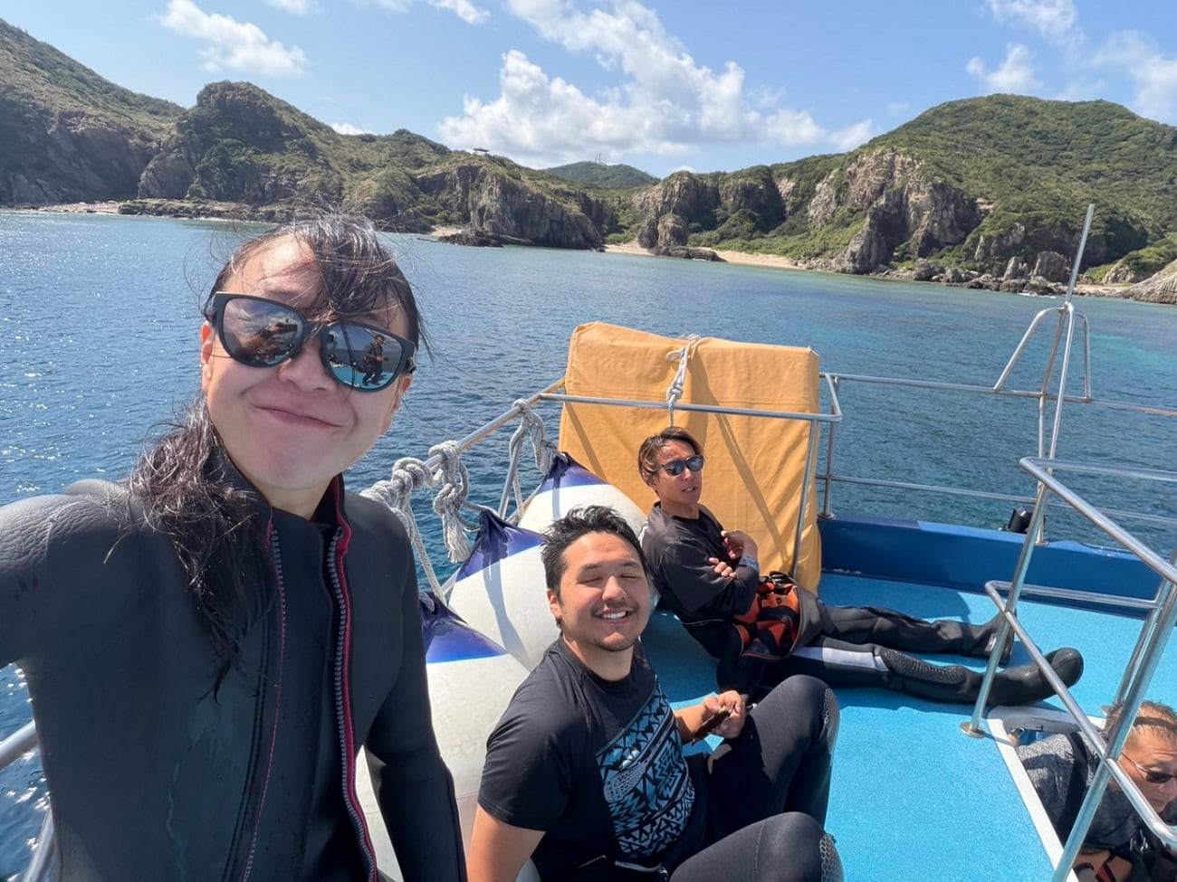 Photo with our guests on board the boat