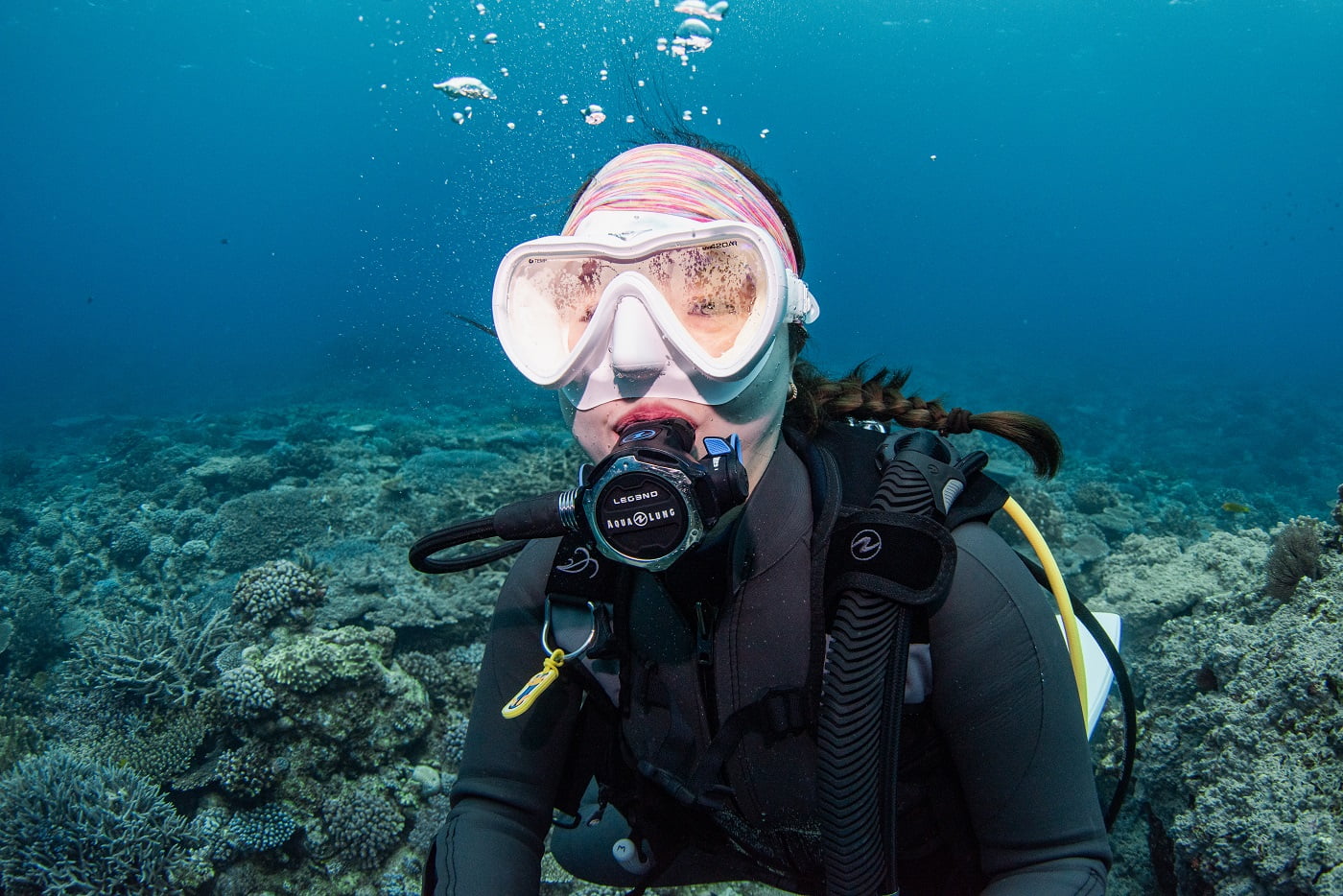 A guest with a foggy mask