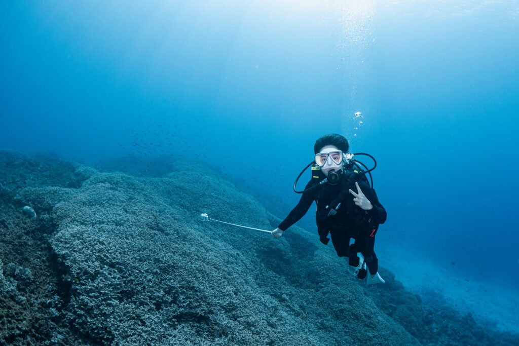 guest during the dive in the Kerama Islands