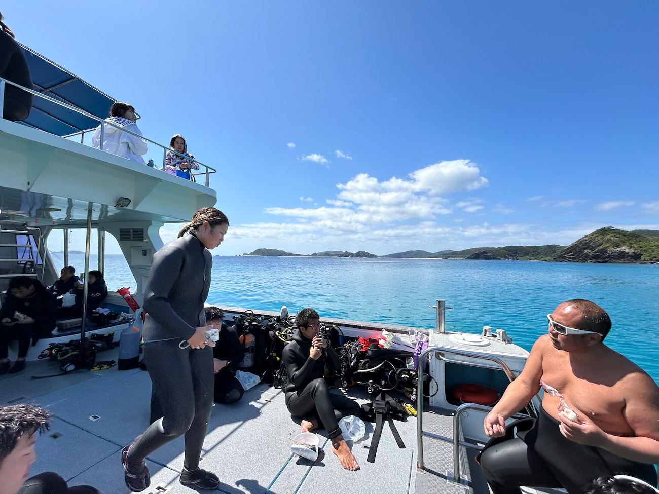 relaxing on the boat