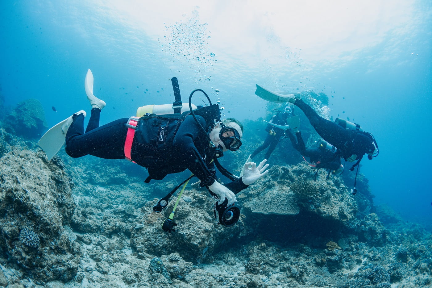 guests diving in the Kerama Islands