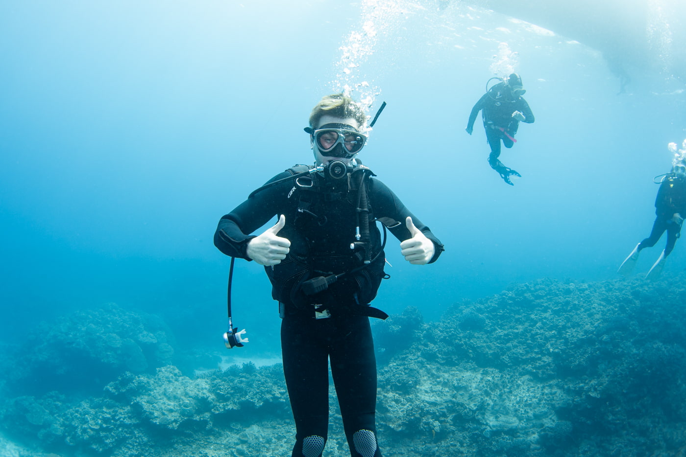 guest during the dive in the kerama islands