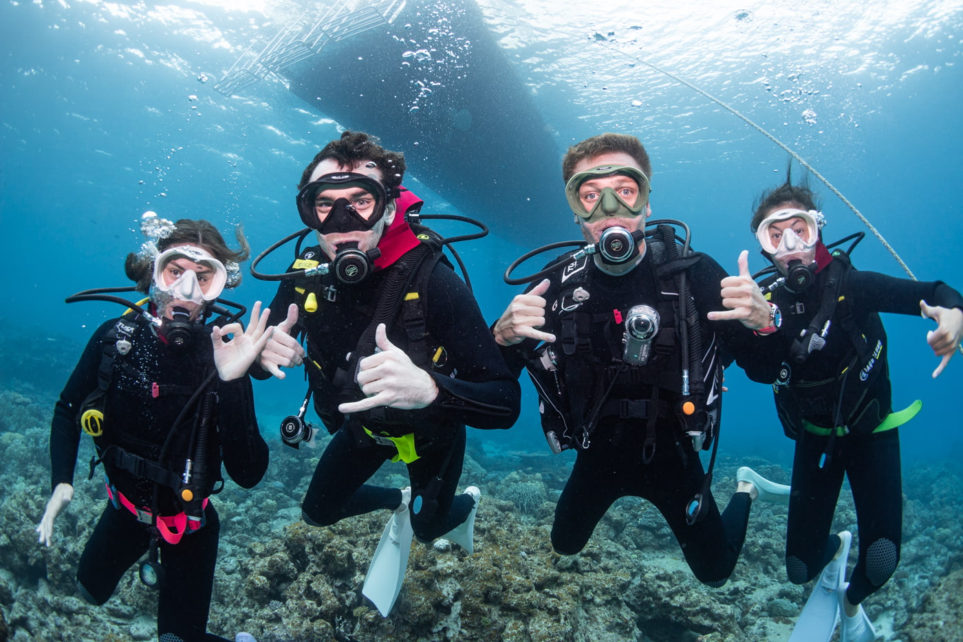 guests diving in the kerama islands