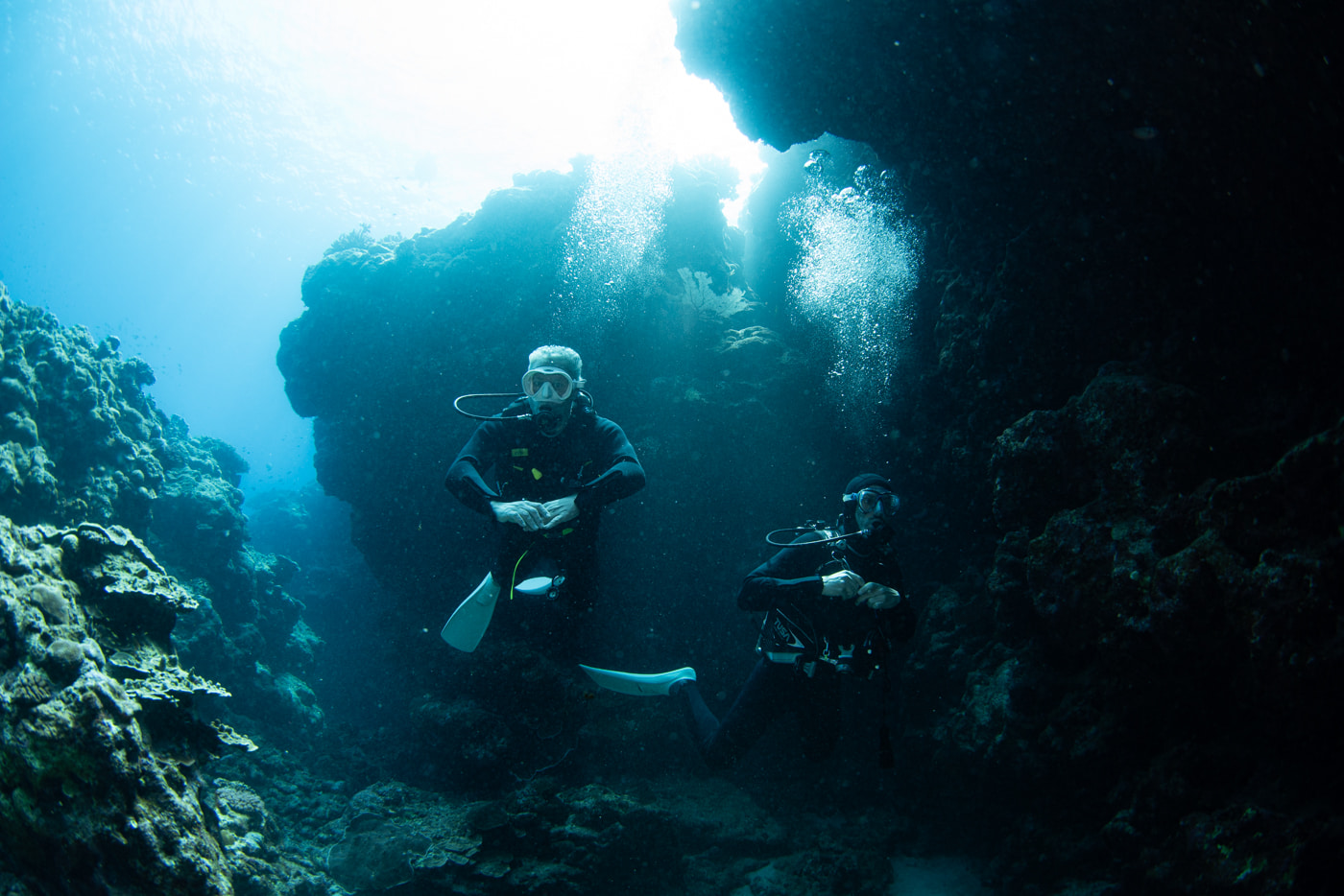 Guests enjoying a cave dive.