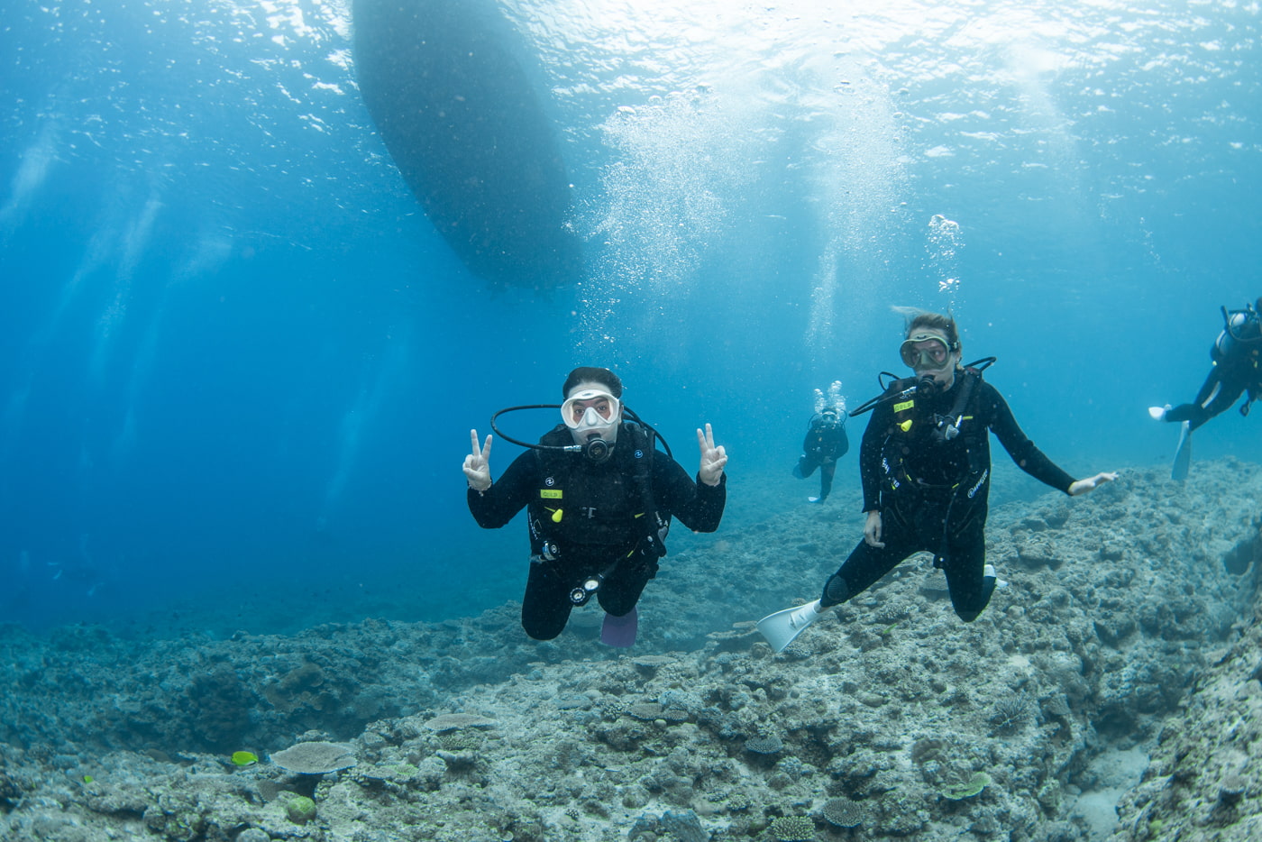 Guests enjoying diving in the Chibisi Islands.