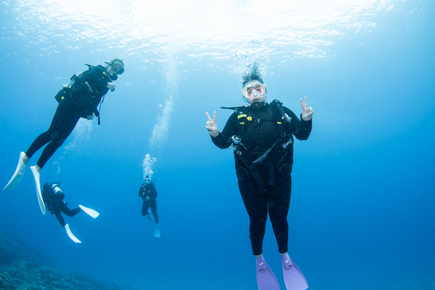 Guests enjoying diving in the Chibisi Islands.