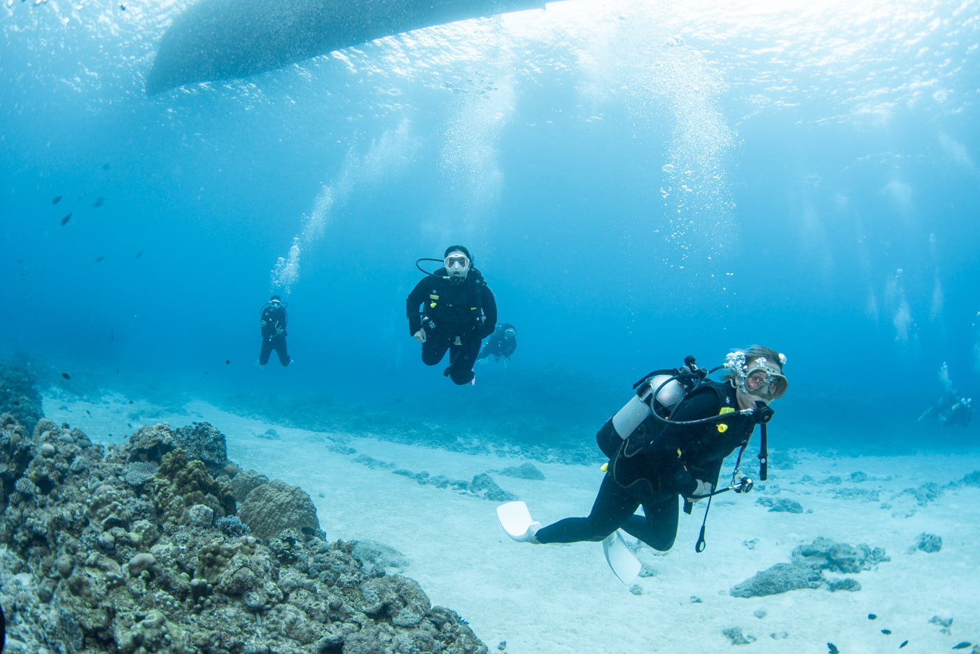 Guests enjoying diving in the Chibisi Islands.