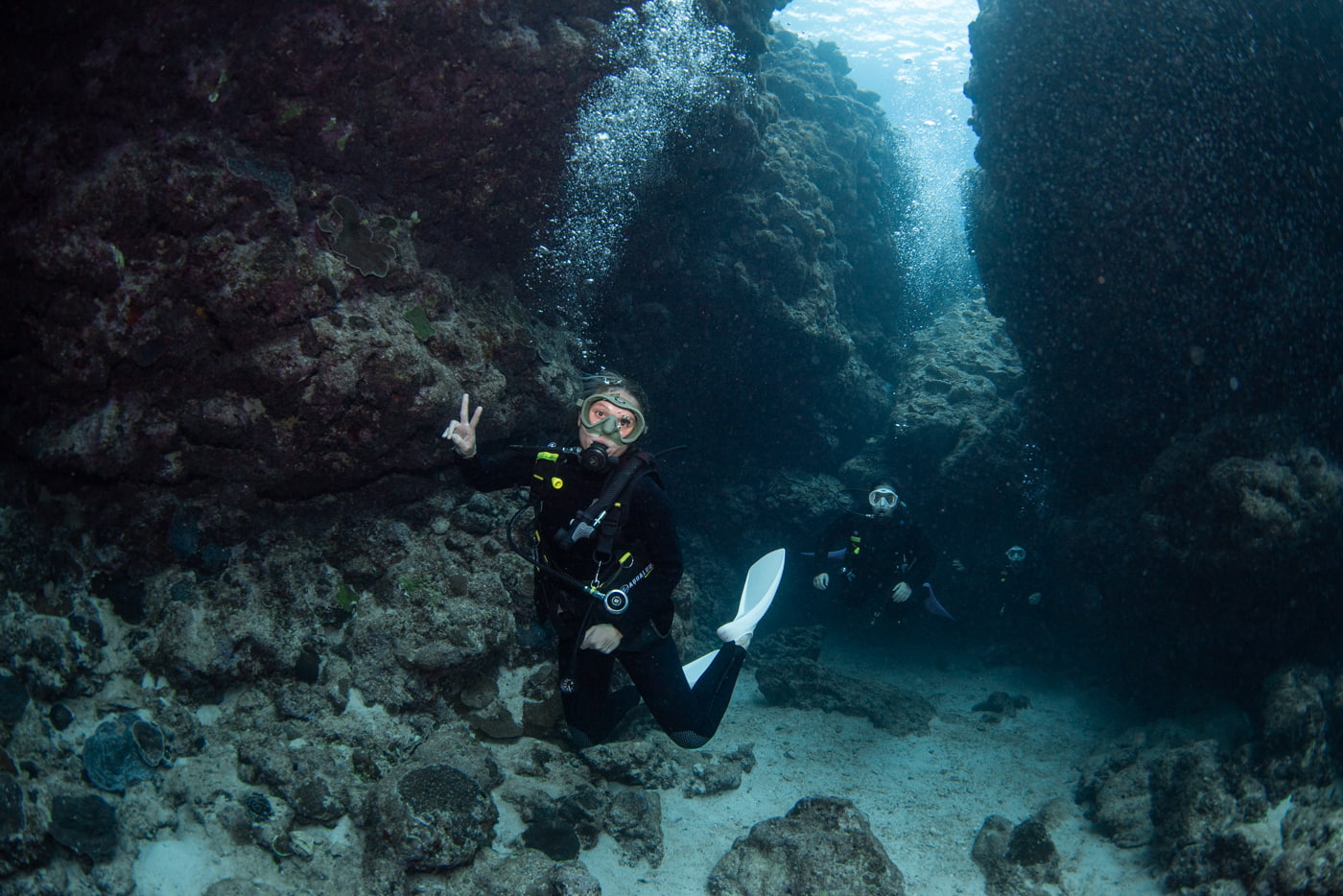 Guests enjoying diving in the Chibisi Islands.