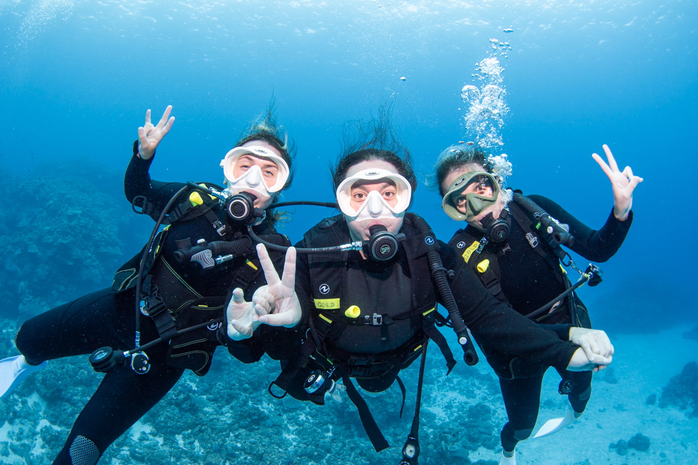 Guests enjoying diving in the Chibisi Islands.