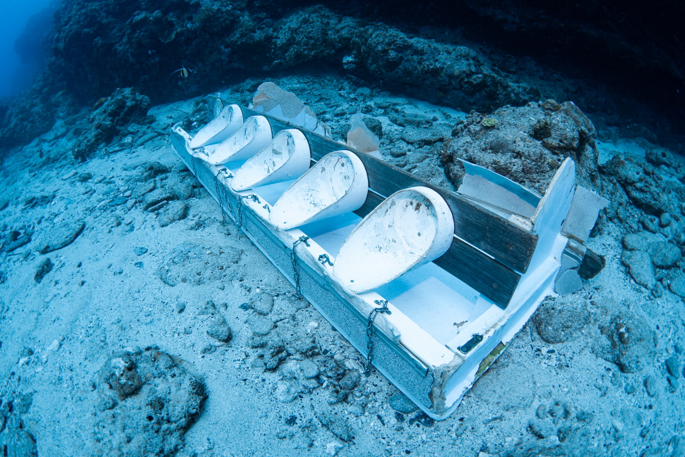 Wreckage resting on the seabed