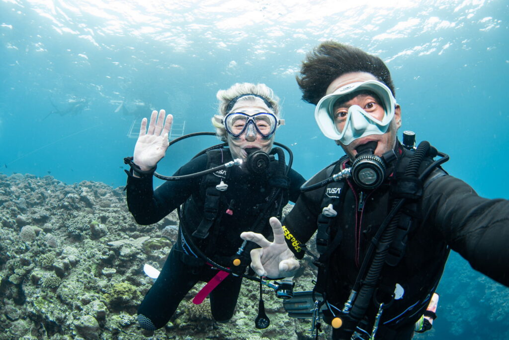 with guest underwater