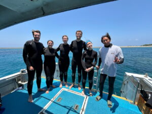 Diving in Kerama and the Chibisi Islands with guests from the UK, France, Australia, and Taiwan