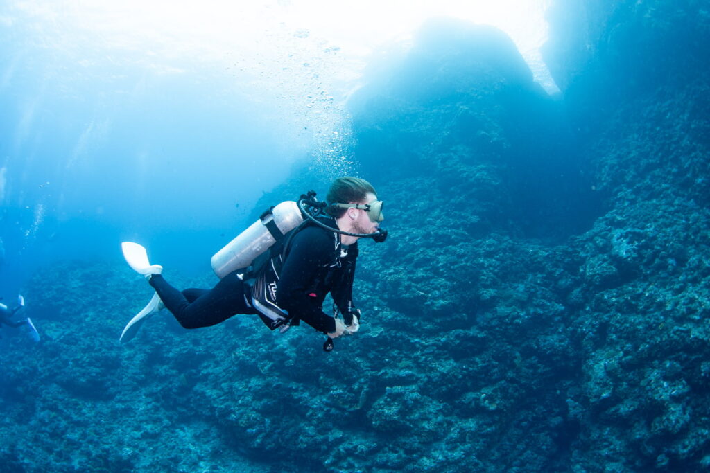 Guests enjoying scuba diving in the Kerama Islands.