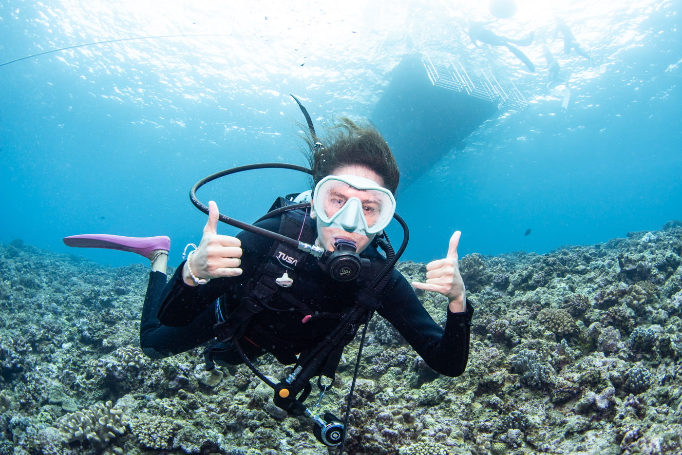 Guests enjoying scuba diving in the Kerama Islands.