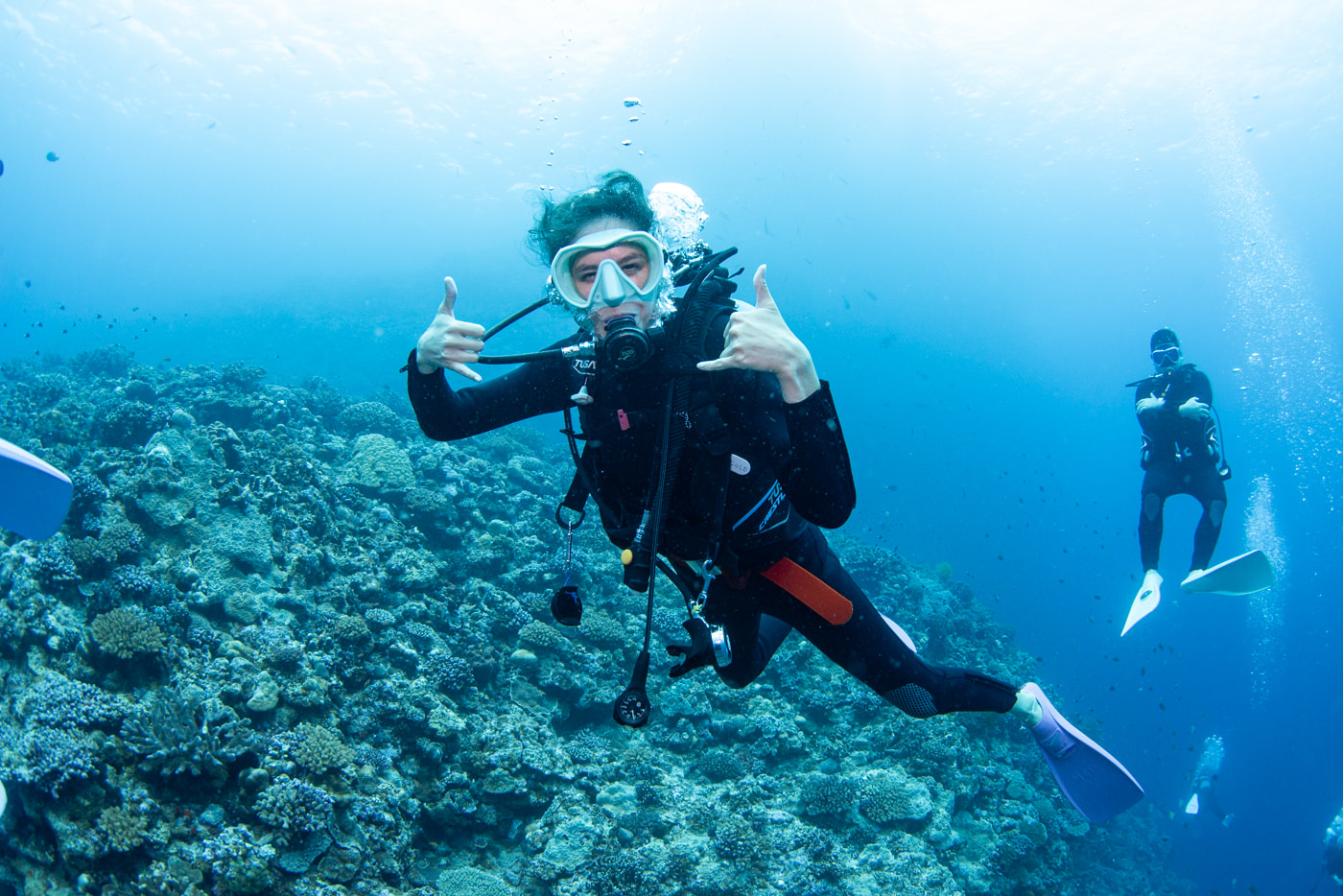 Guests enjoying scuba diving in the Kerama Islands.
