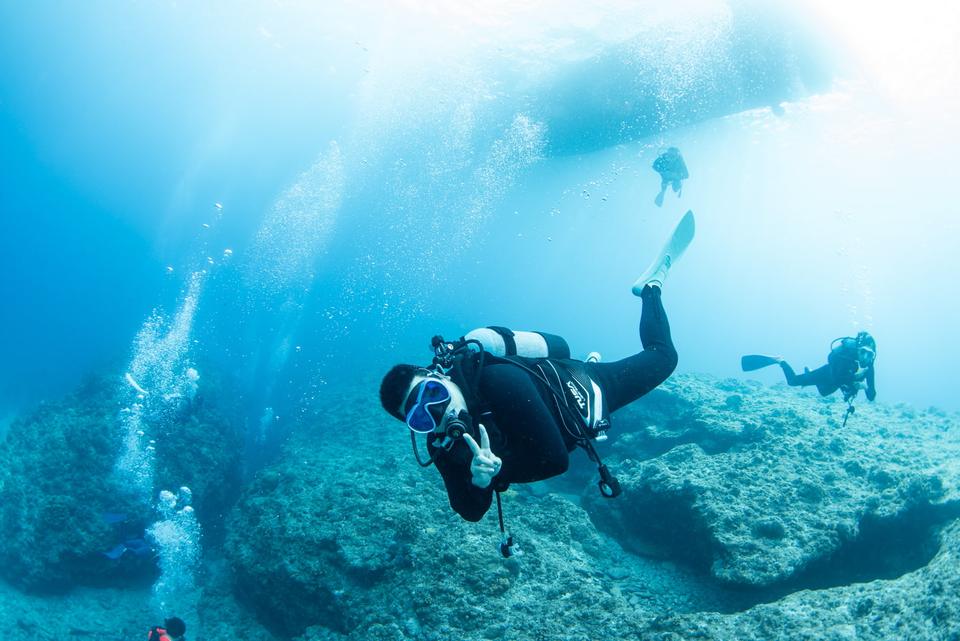 Guests enjoying scuba diving in the Kerama Islands.