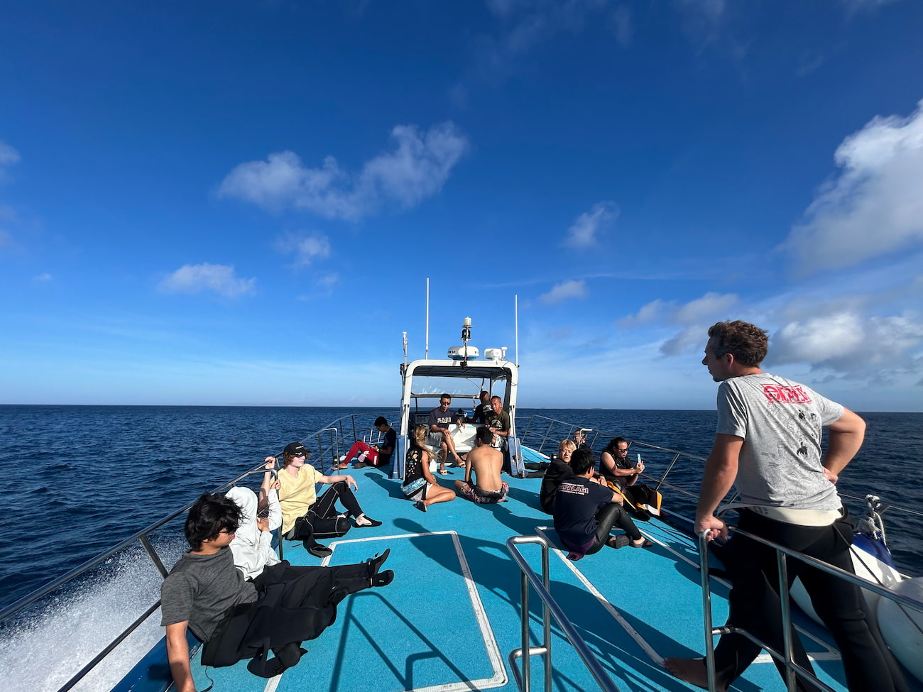 a photo on the boat on the way to the Kerama Islands
