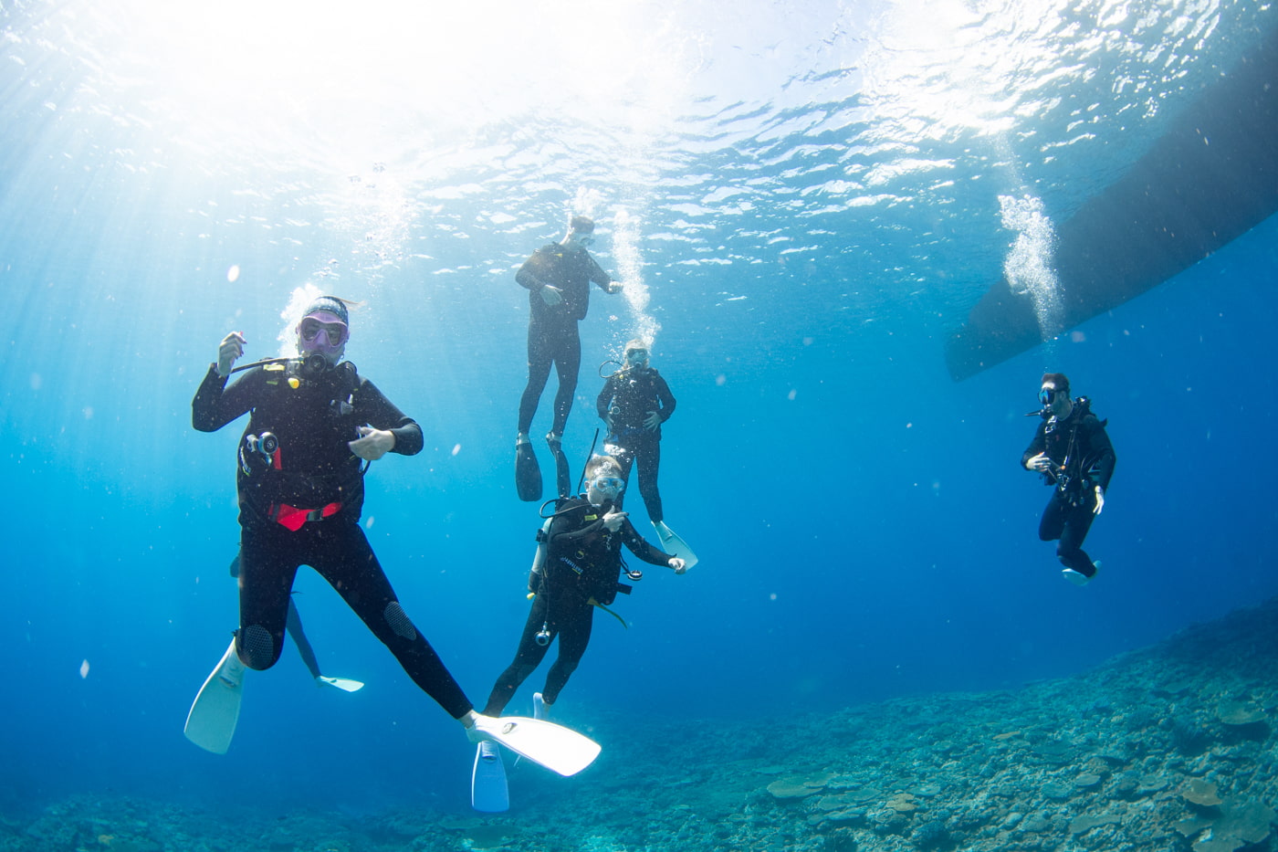 Guests enjoying scuba diving in the Kerama Islands.