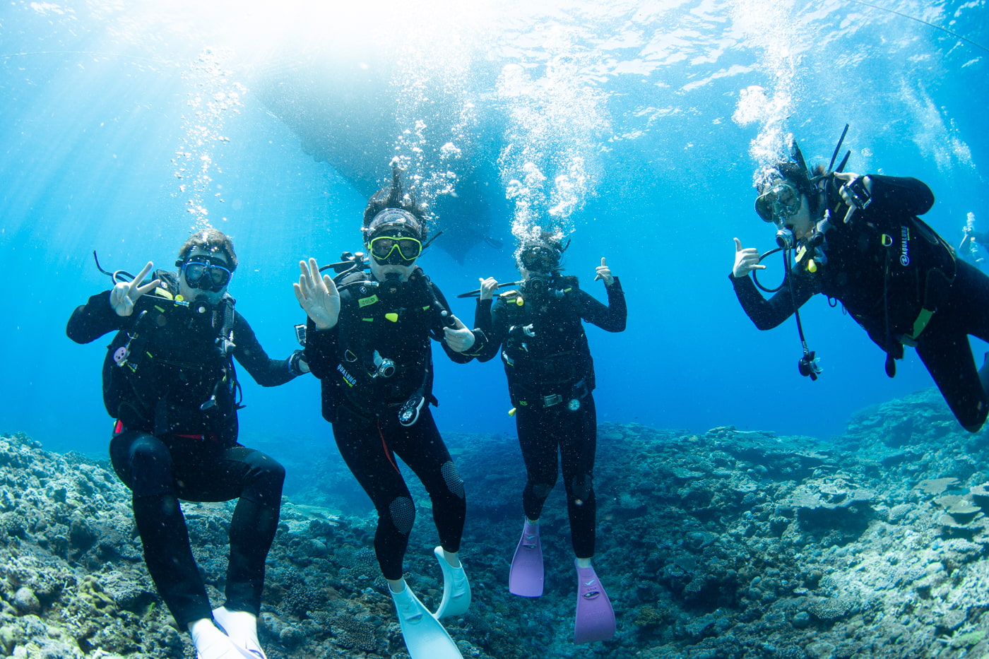 Guests enjoying scuba diving in the Kerama Islands.