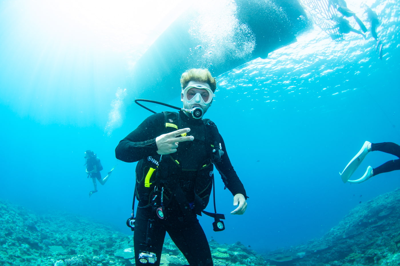 Guests enjoying scuba diving in the Kerama Islands.