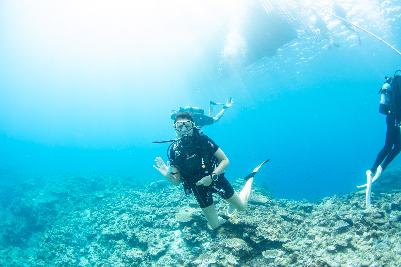 Guests enjoying scuba diving in the Kerama Islands.