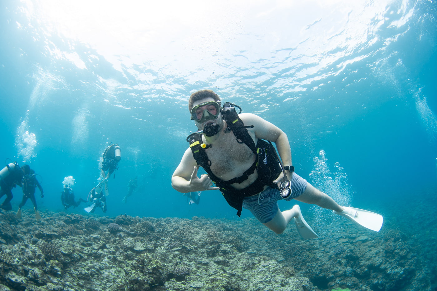 Guests enjoying scuba diving in the Kerama Islands.
