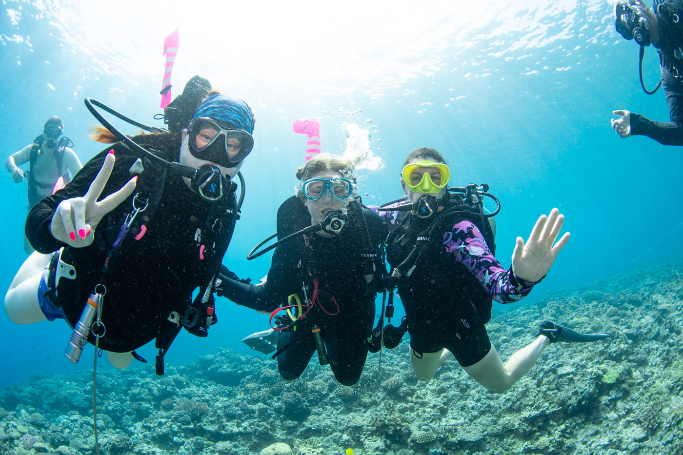 Group photo underwater with our guests.