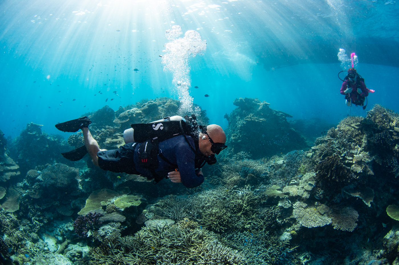 Guests enjoying scuba diving in the Kerama Islands.