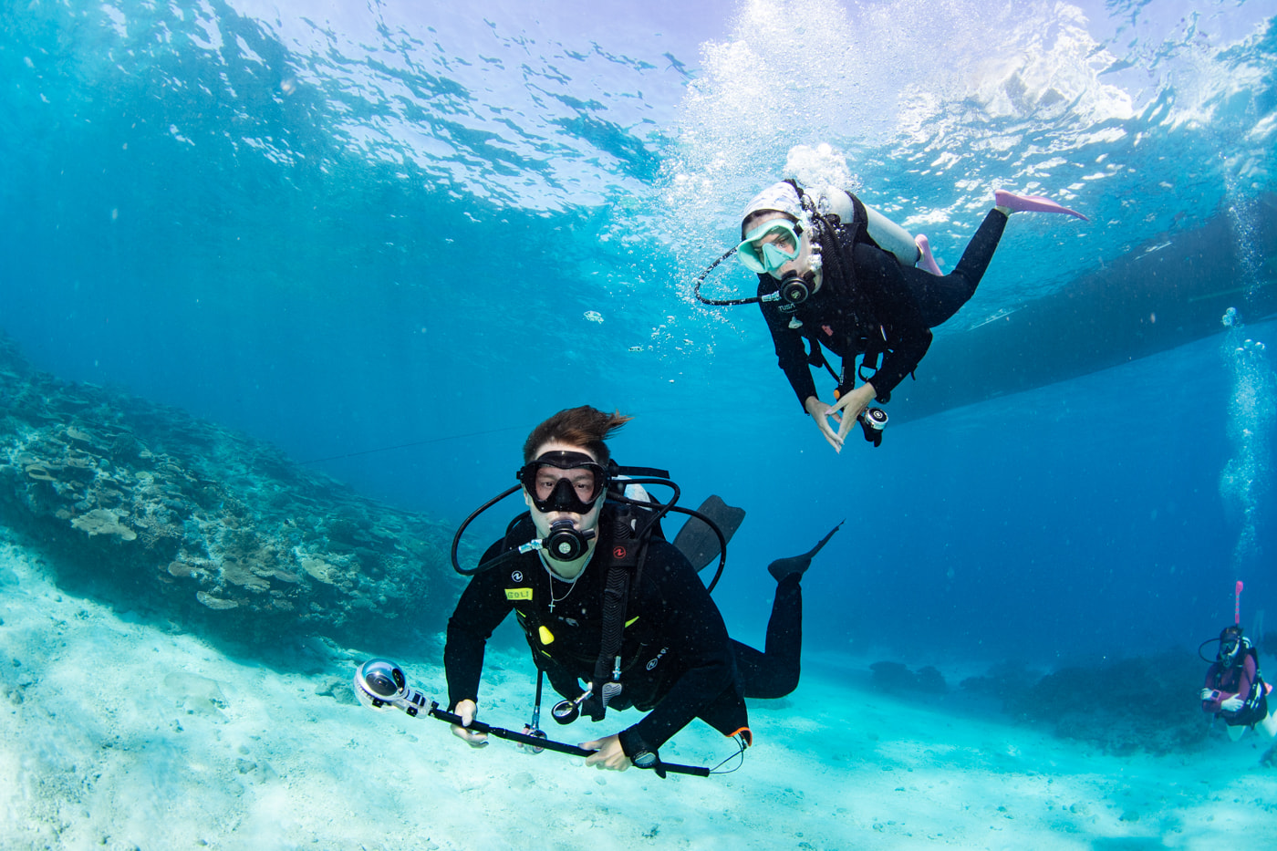Guests enjoying scuba diving in the Kerama Islands.