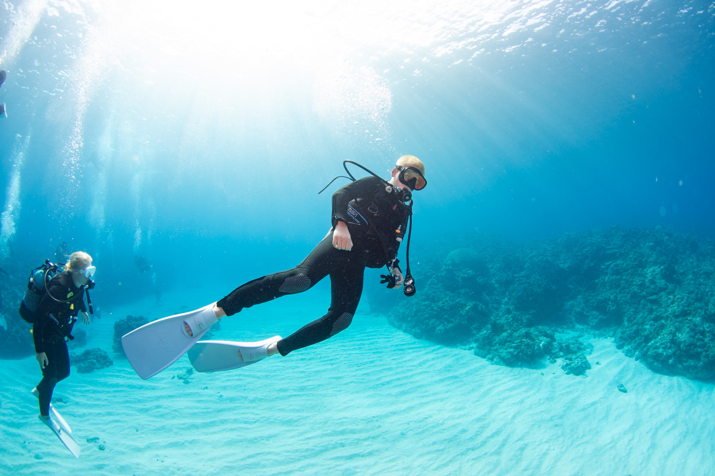 Guests enjoying scuba diving in the Kerama Islands.