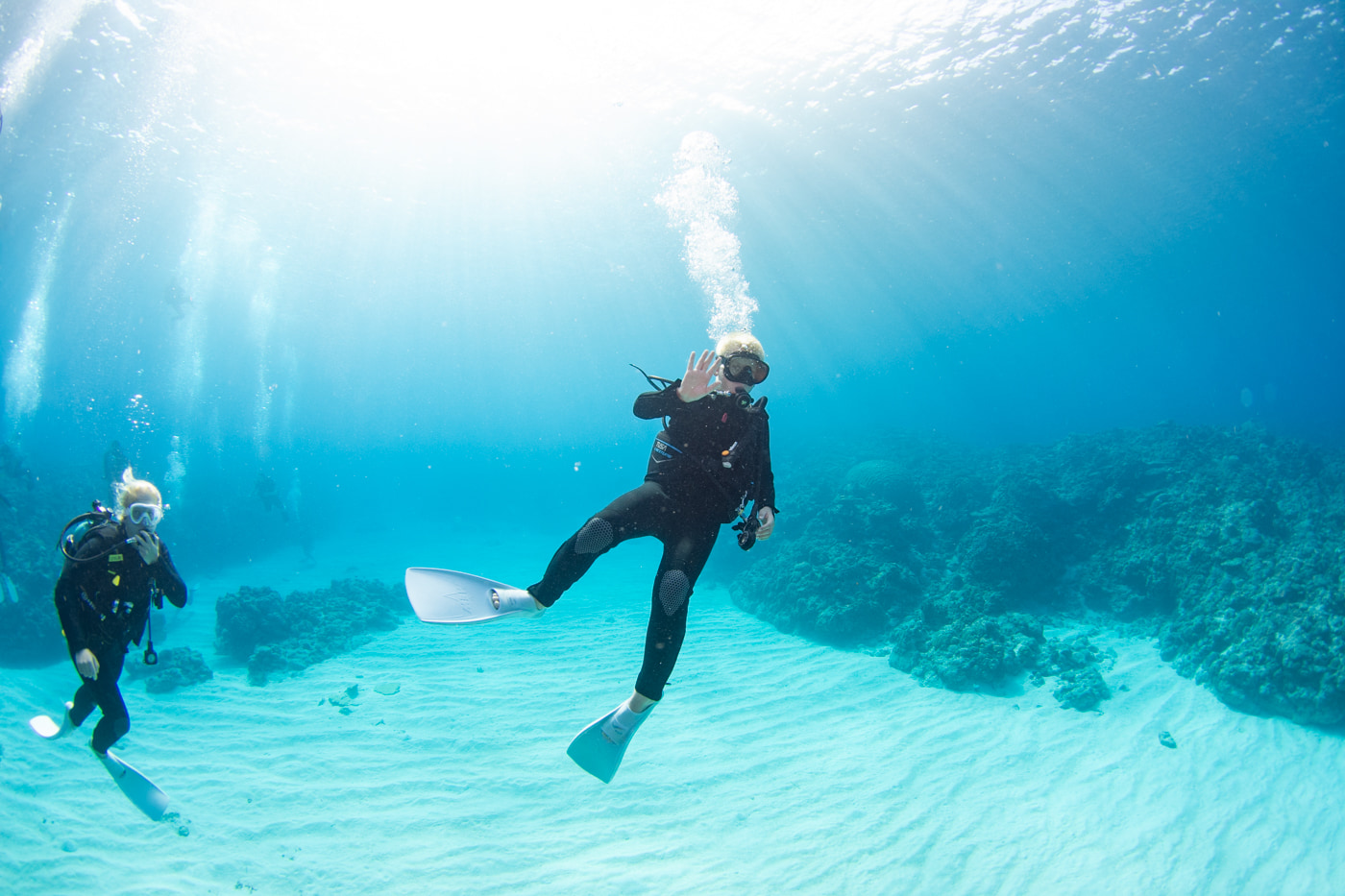 Guests enjoying scuba diving in the Kerama Islands.