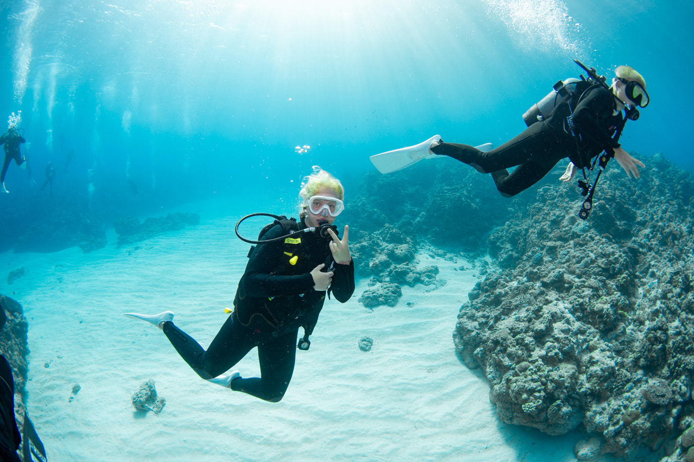 Guests enjoying scuba diving in the Kerama Islands.