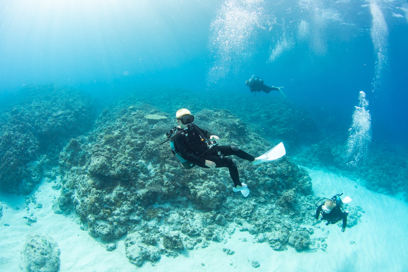 Guests enjoying scuba diving in the Kerama Islands.