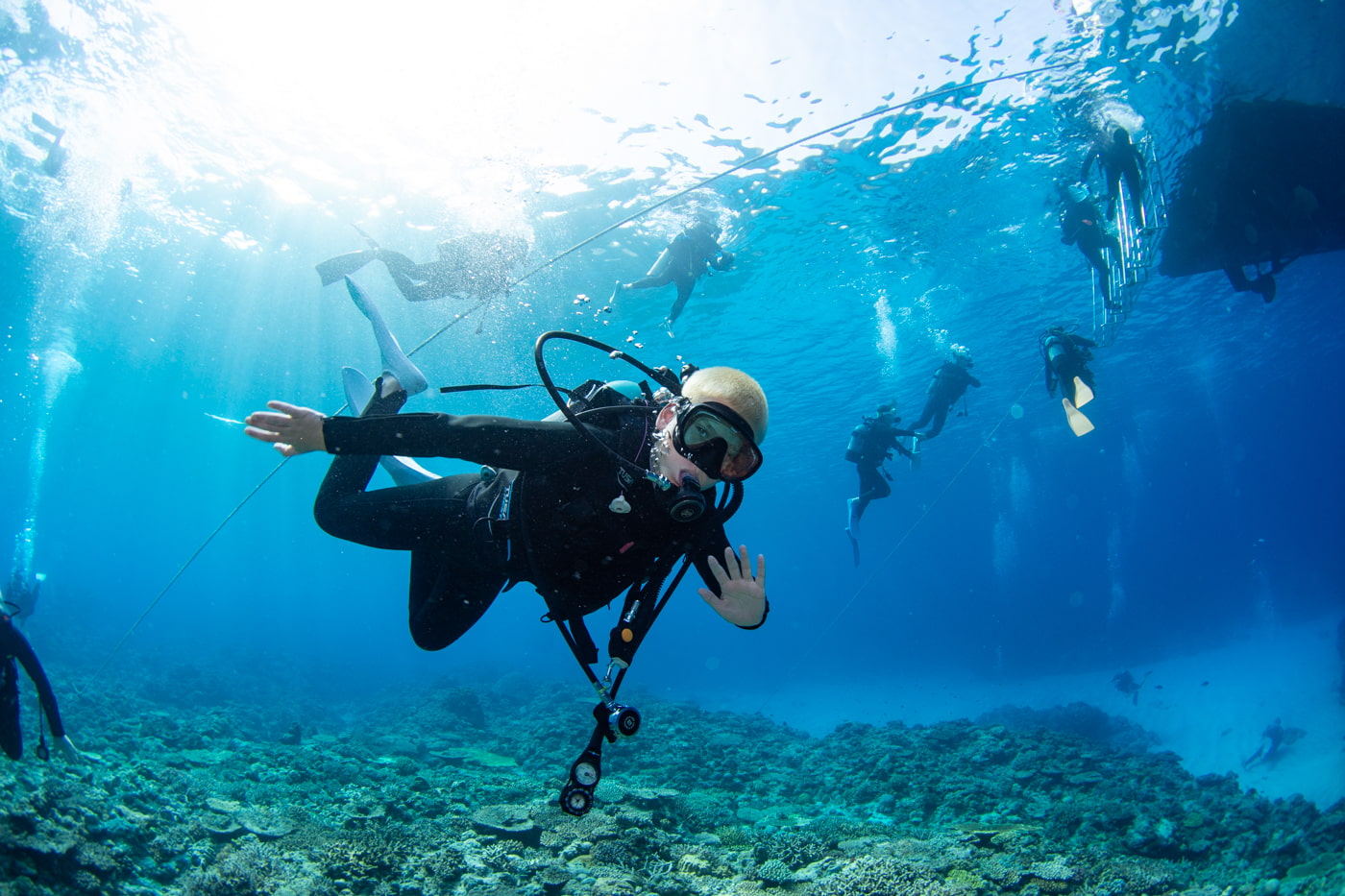 Guests enjoying scuba diving in the Kerama Islands.