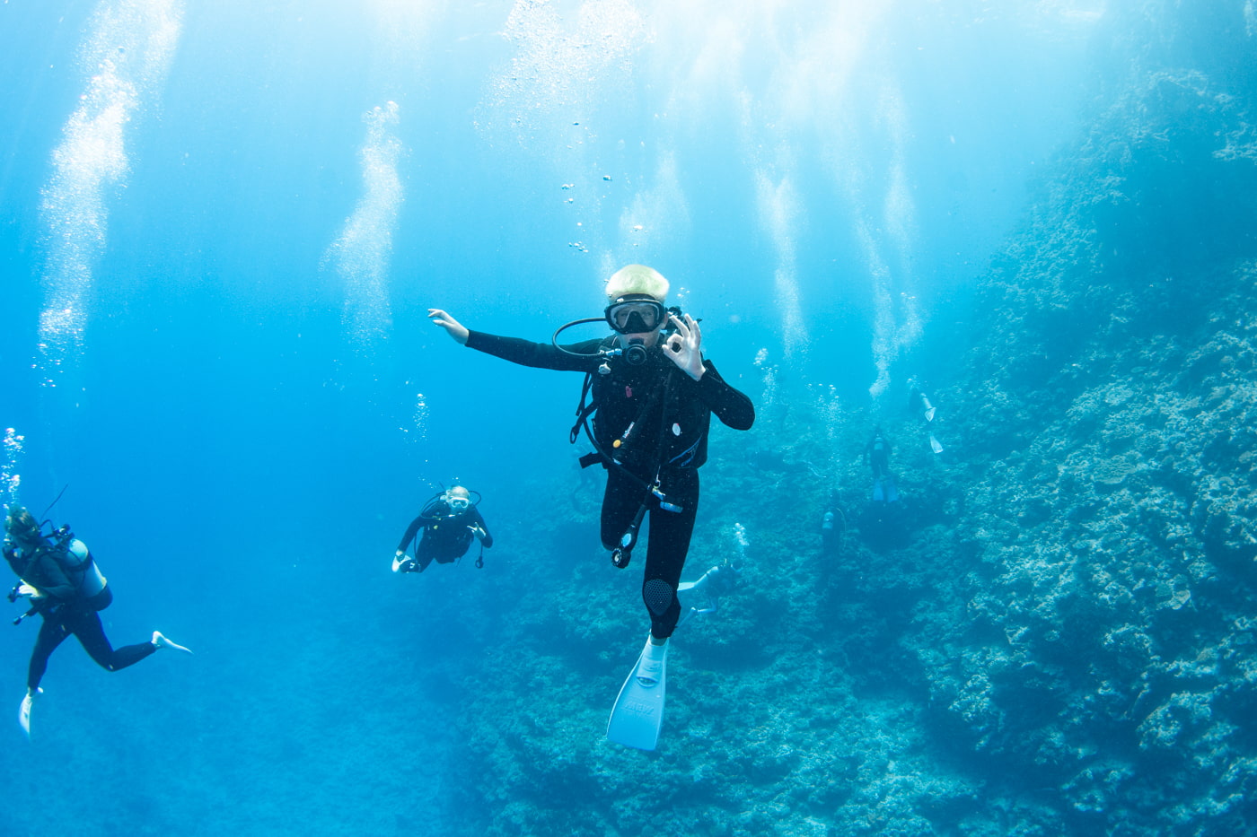 Guests enjoying scuba diving in the Kerama Islands.