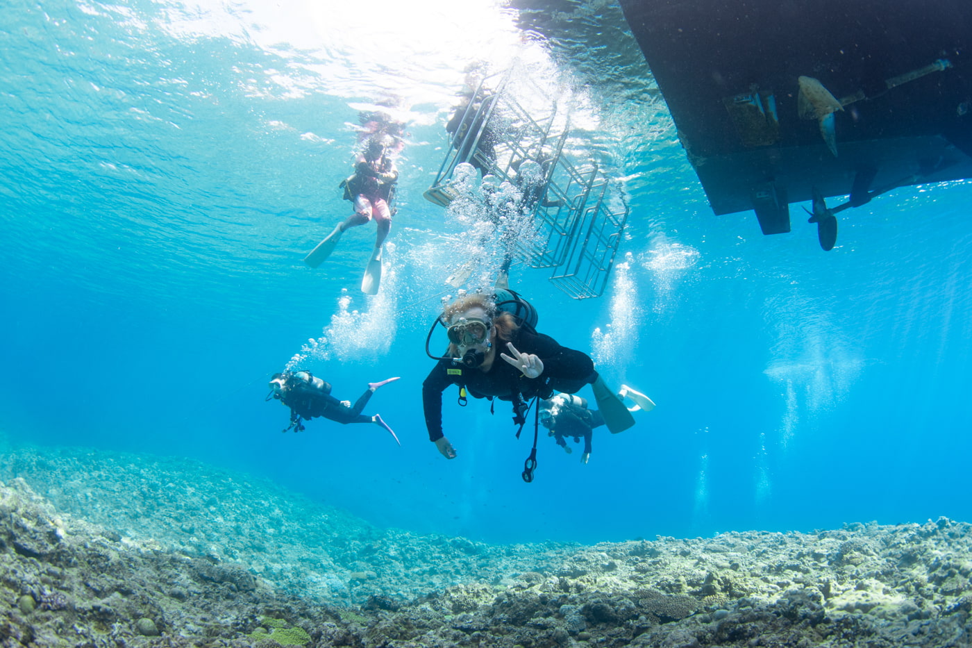 Guests enjoying scuba diving in the Kerama Islands.