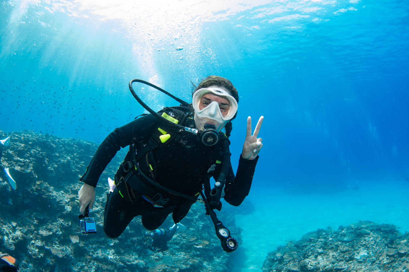 Guests enjoying scuba diving in the Kerama Islands.