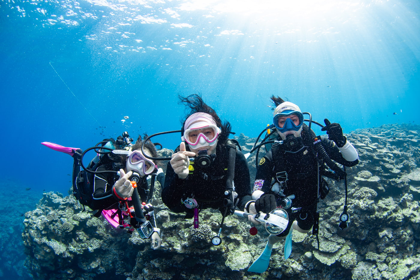 Guests enjoying scuba diving in the Kerama Islands.