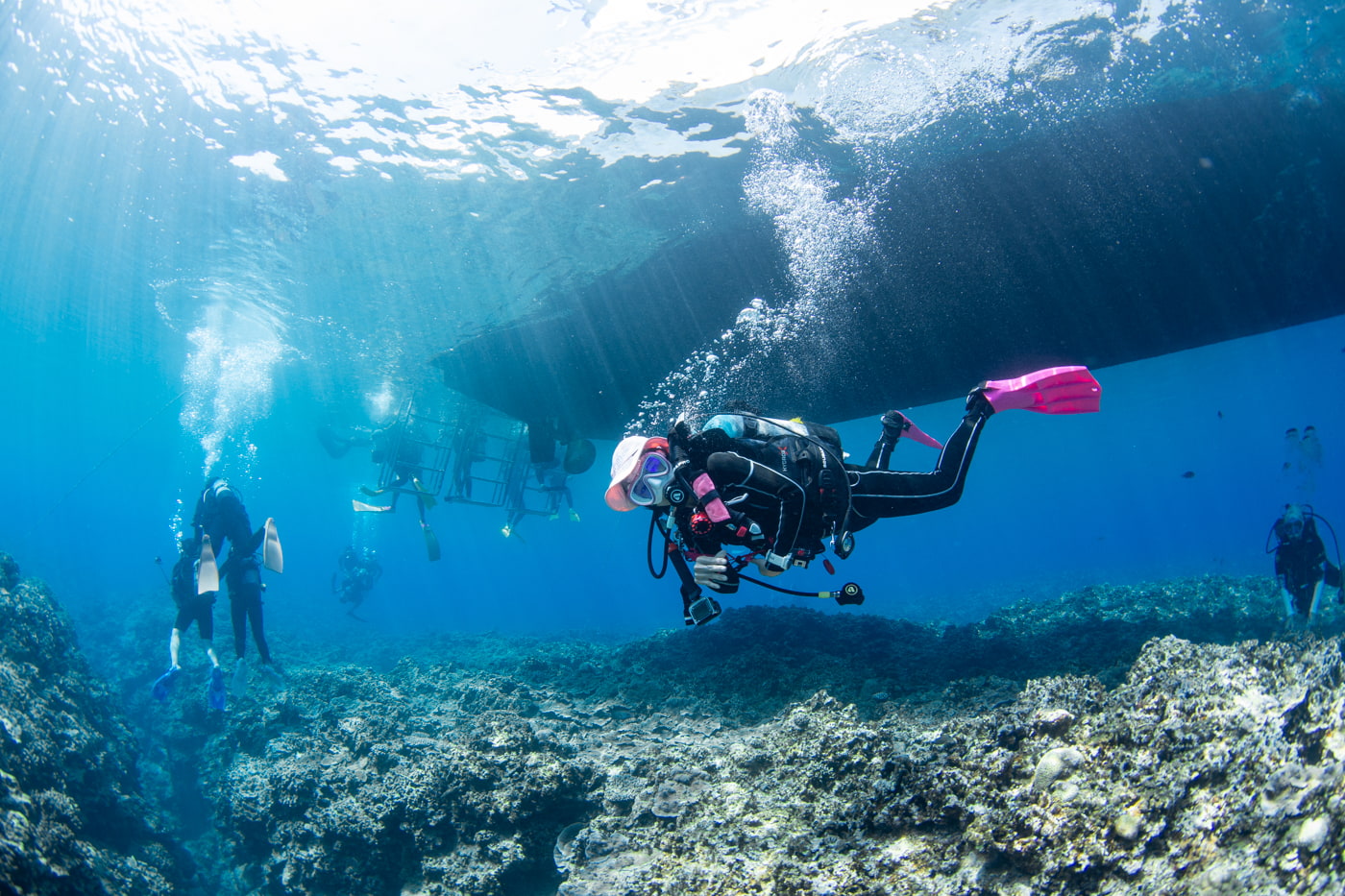 Guests enjoying scuba diving in the Kerama Islands.