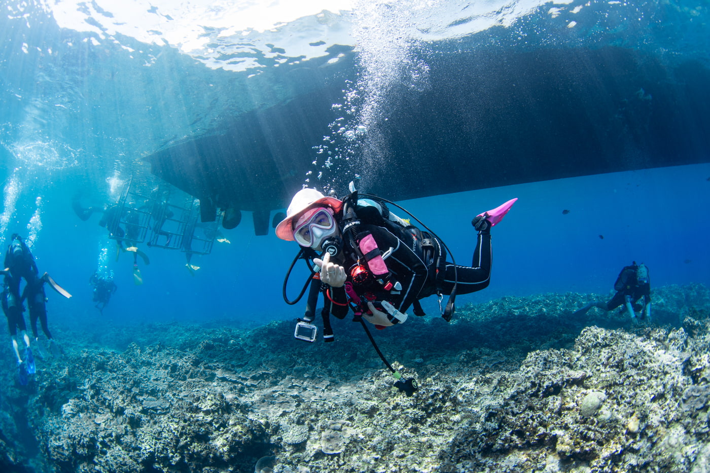 Guests enjoying scuba diving in the Kerama Islands.
