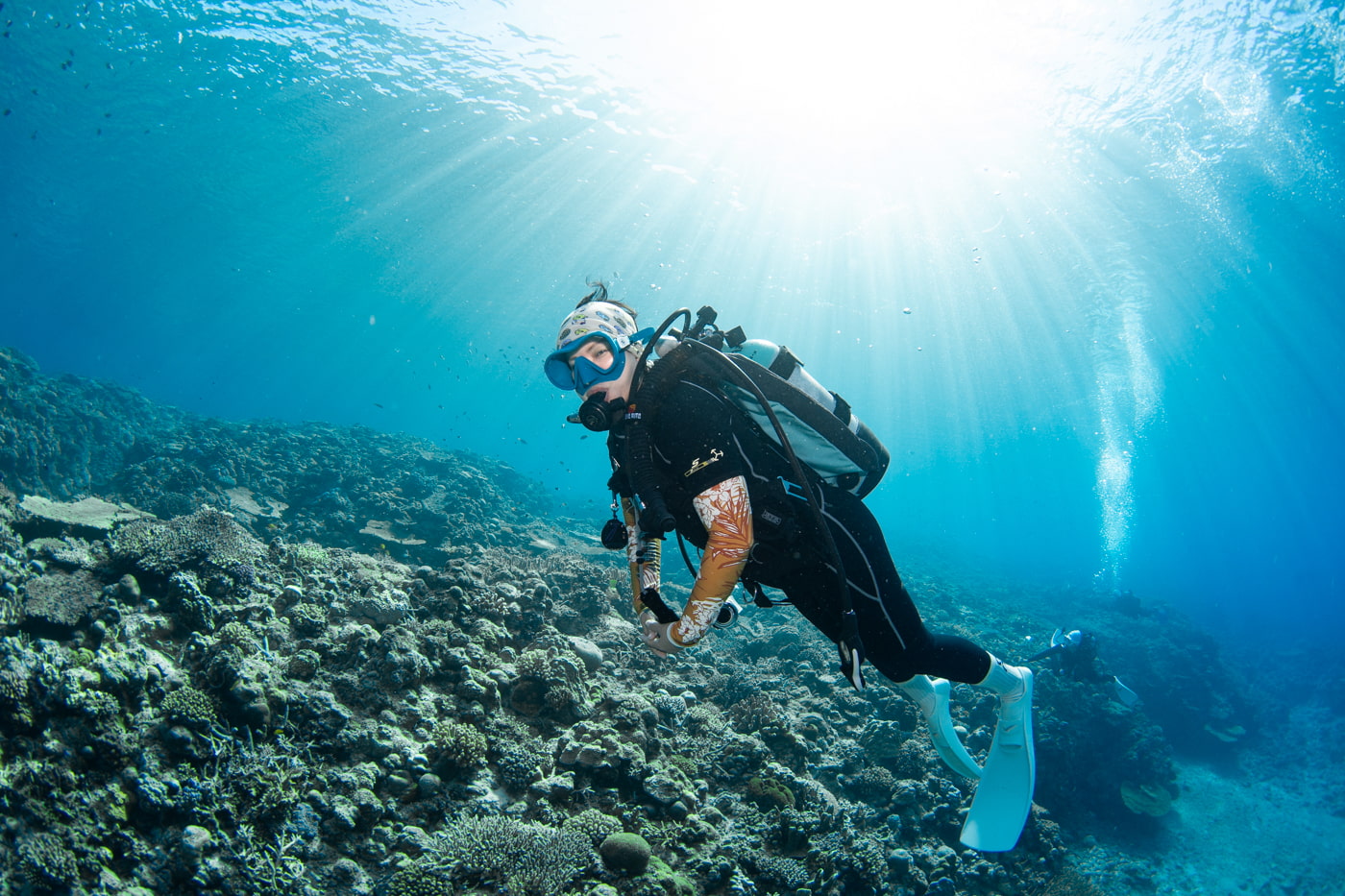 Guests enjoying scuba diving in the Kerama Islands.