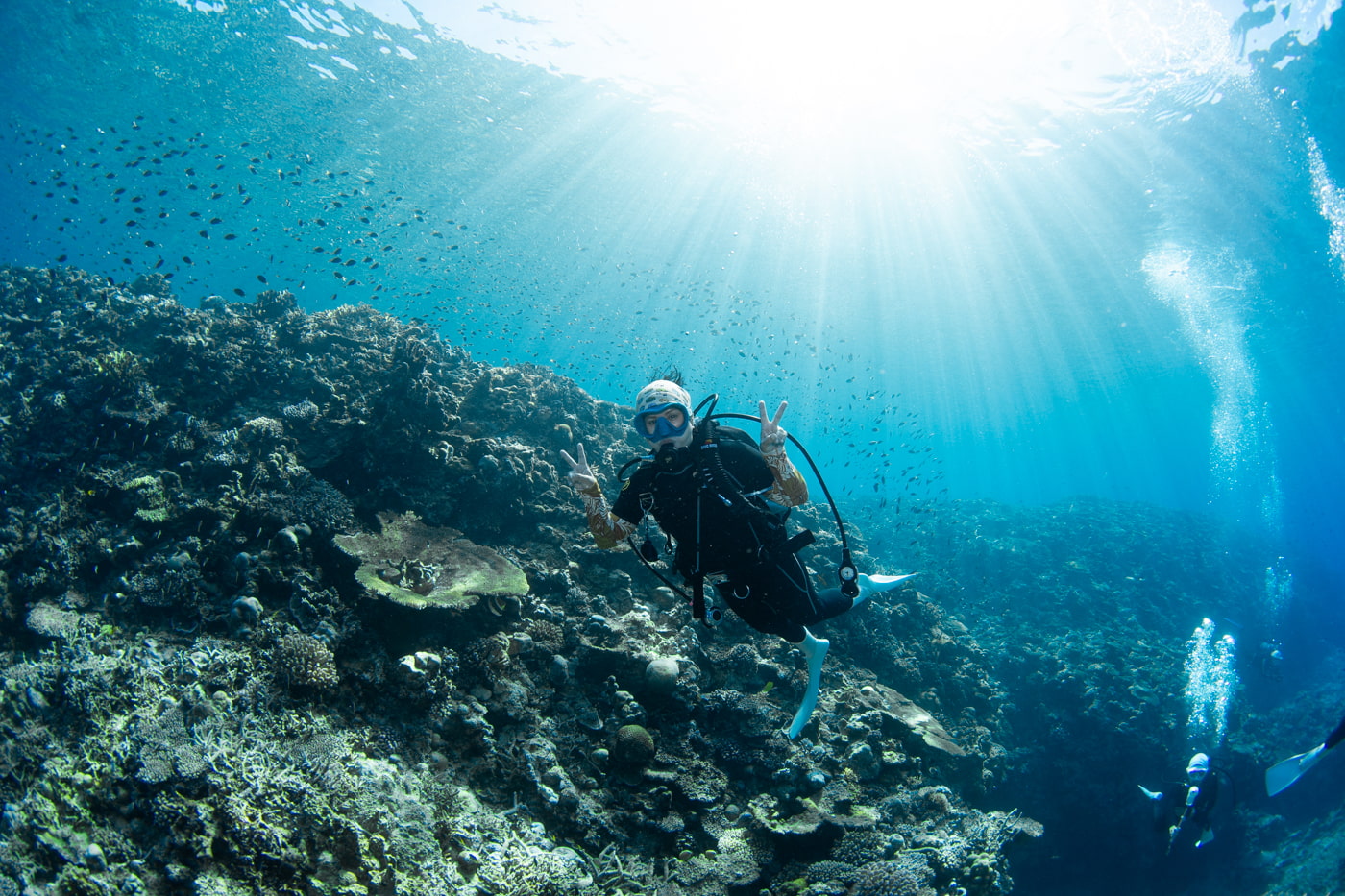 Guests enjoying scuba diving in the Kerama Islands.