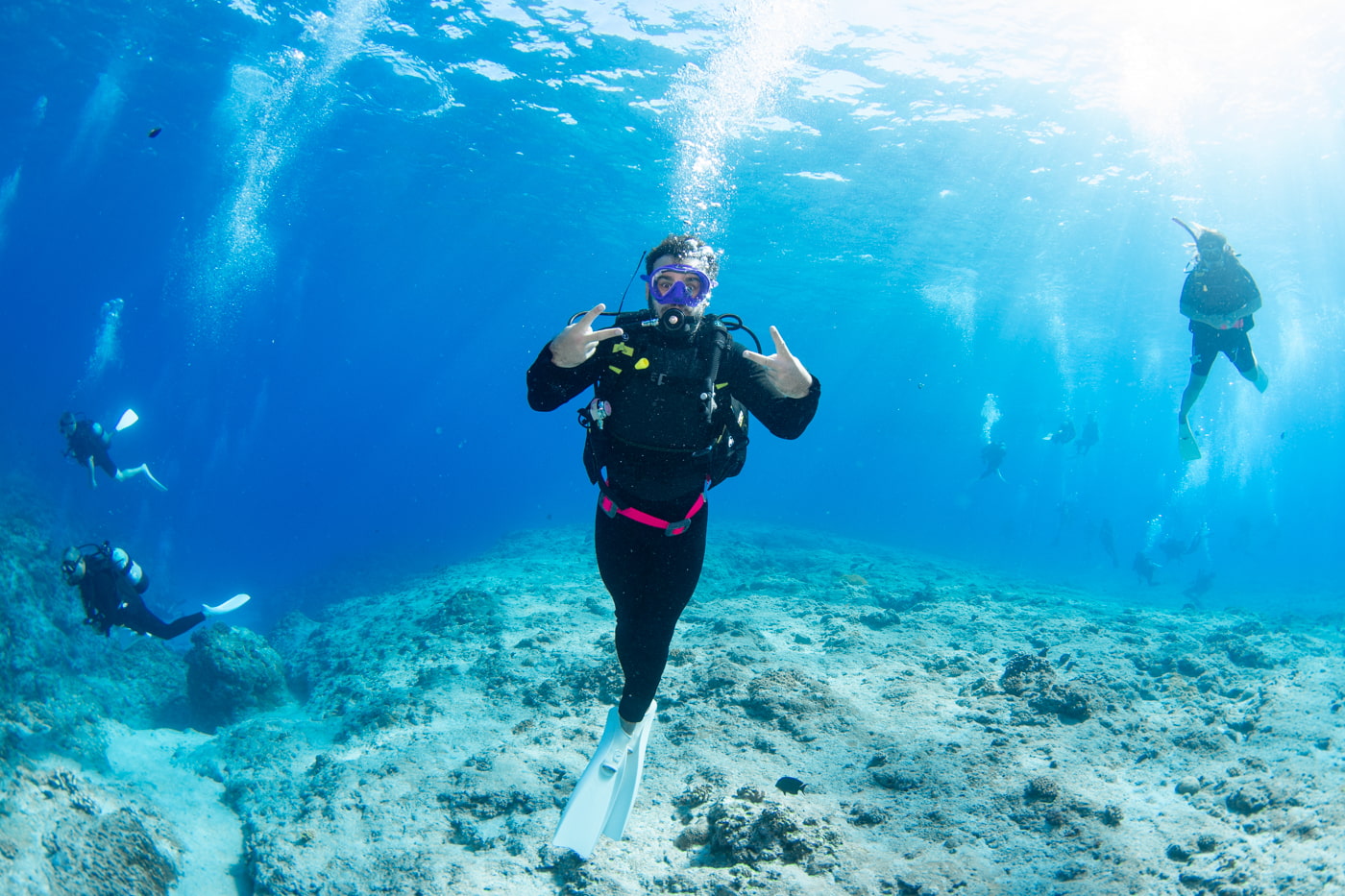 Guests enjoying scuba diving in the Kerama Islands.
