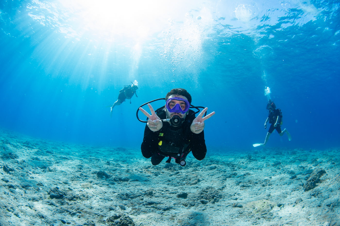 Guests enjoying scuba diving in the Kerama Islands.