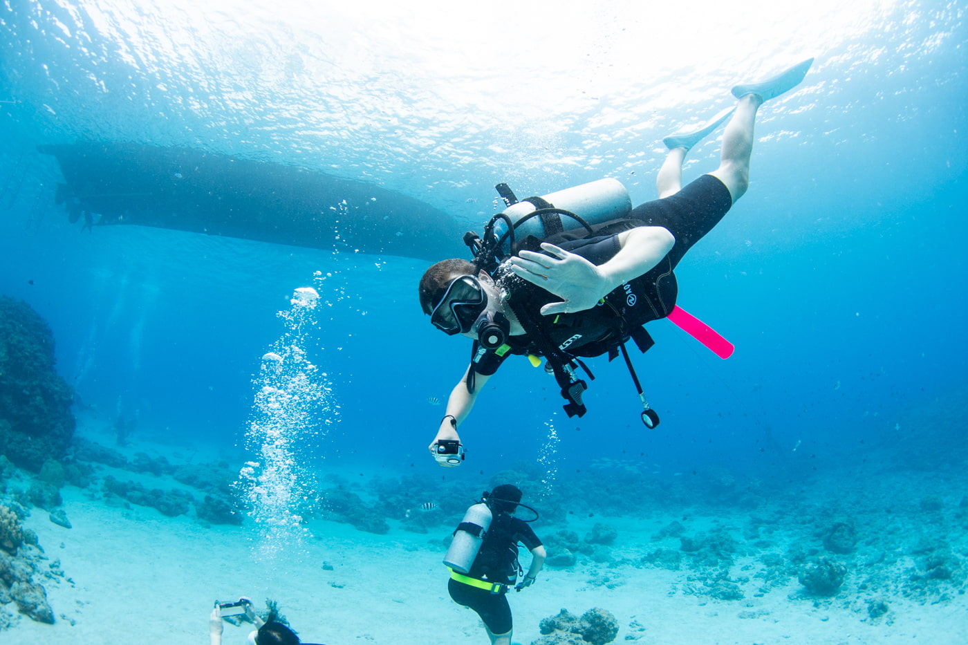 Guests enjoying scuba diving in the Kerama Islands.