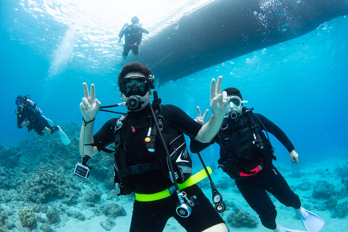 Guests enjoying scuba diving in the Kerama Islands.
