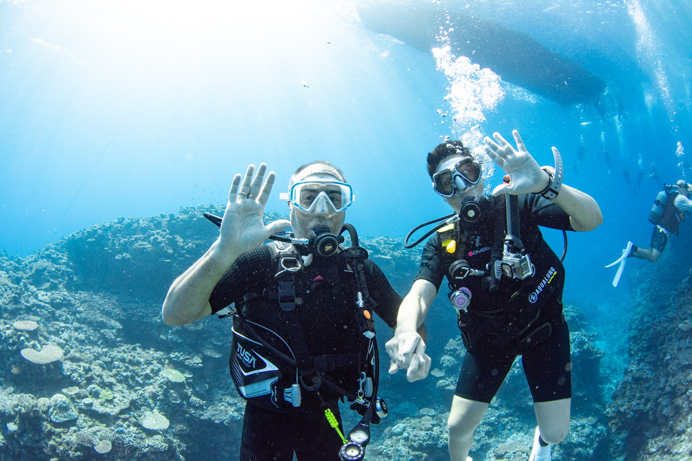 Guests enjoying scuba diving in the Kerama Islands.