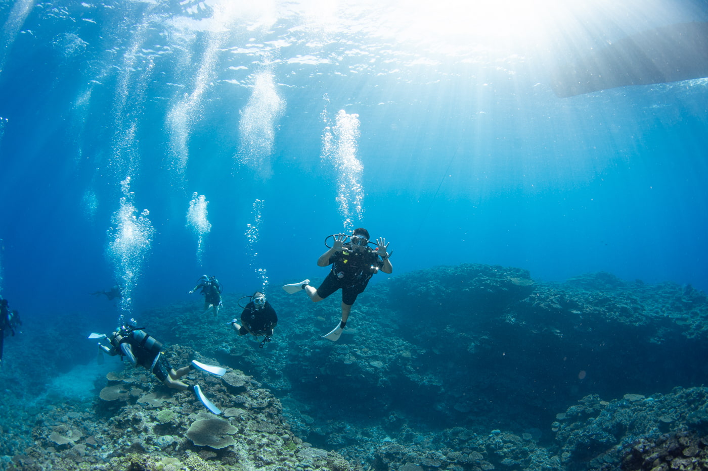 Guests enjoying scuba diving in the Kerama Islands.